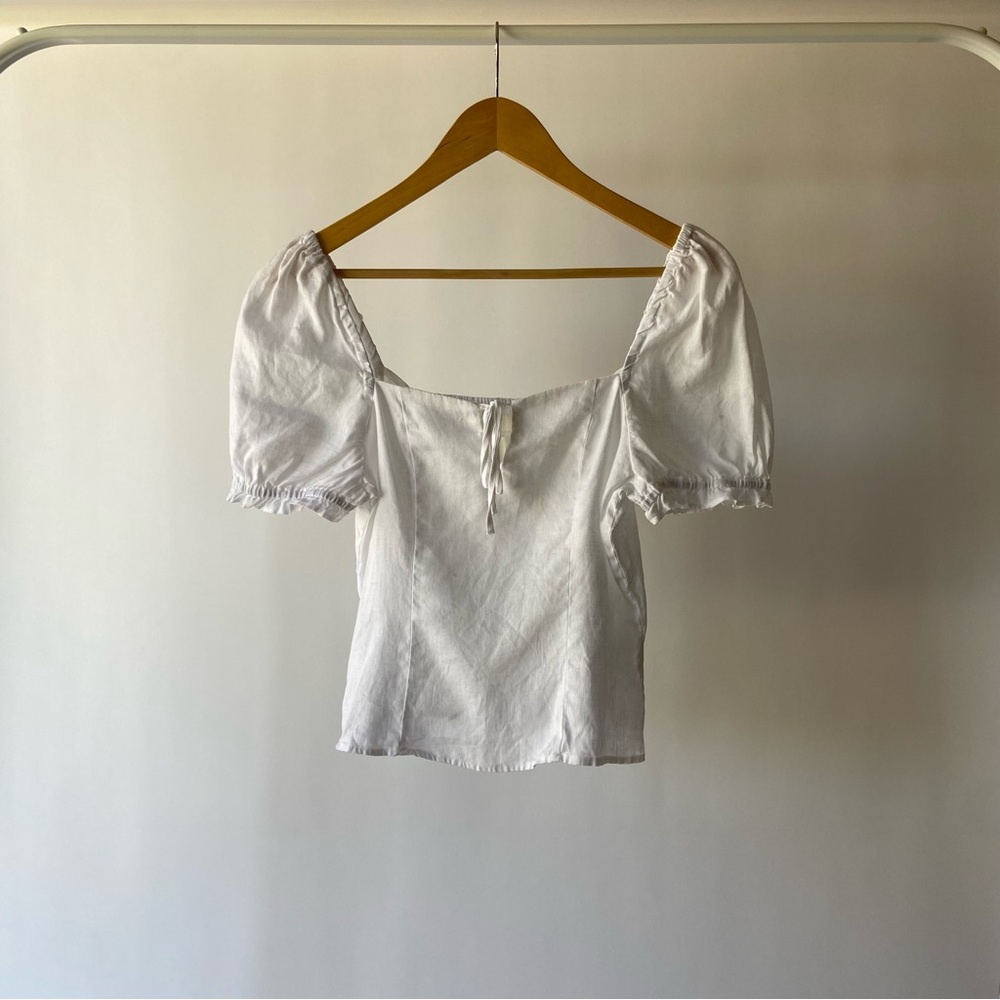 H&M Puff Sleeve White Top